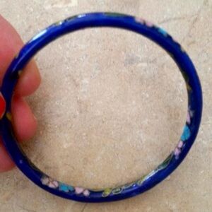 Vintage Blue Cloisonne Oriental Bangle Bracelet